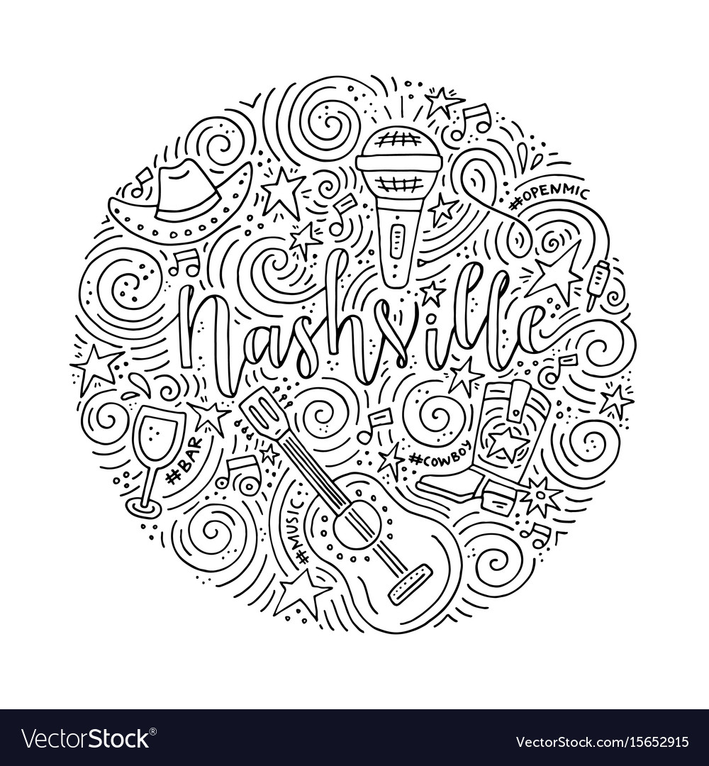 the-symbols-of-nashville-royalty-free-vector-image