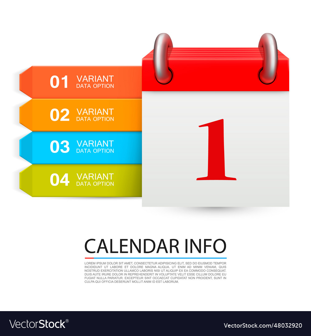 Calendar info one day on the white background Vector Image