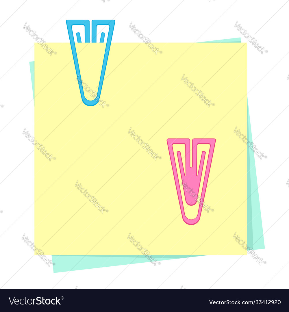 Colored paper notes with plastic clips vector image Colored paper notes with plastic clips