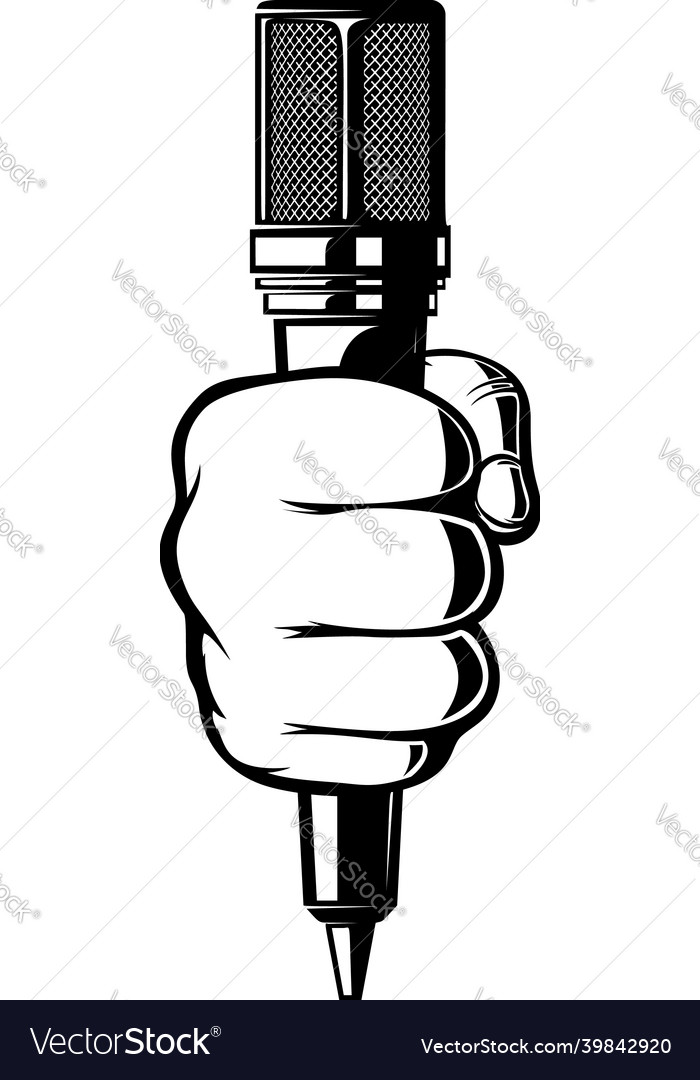 Human hand with microphone design element vector image Human hand with microphone design element