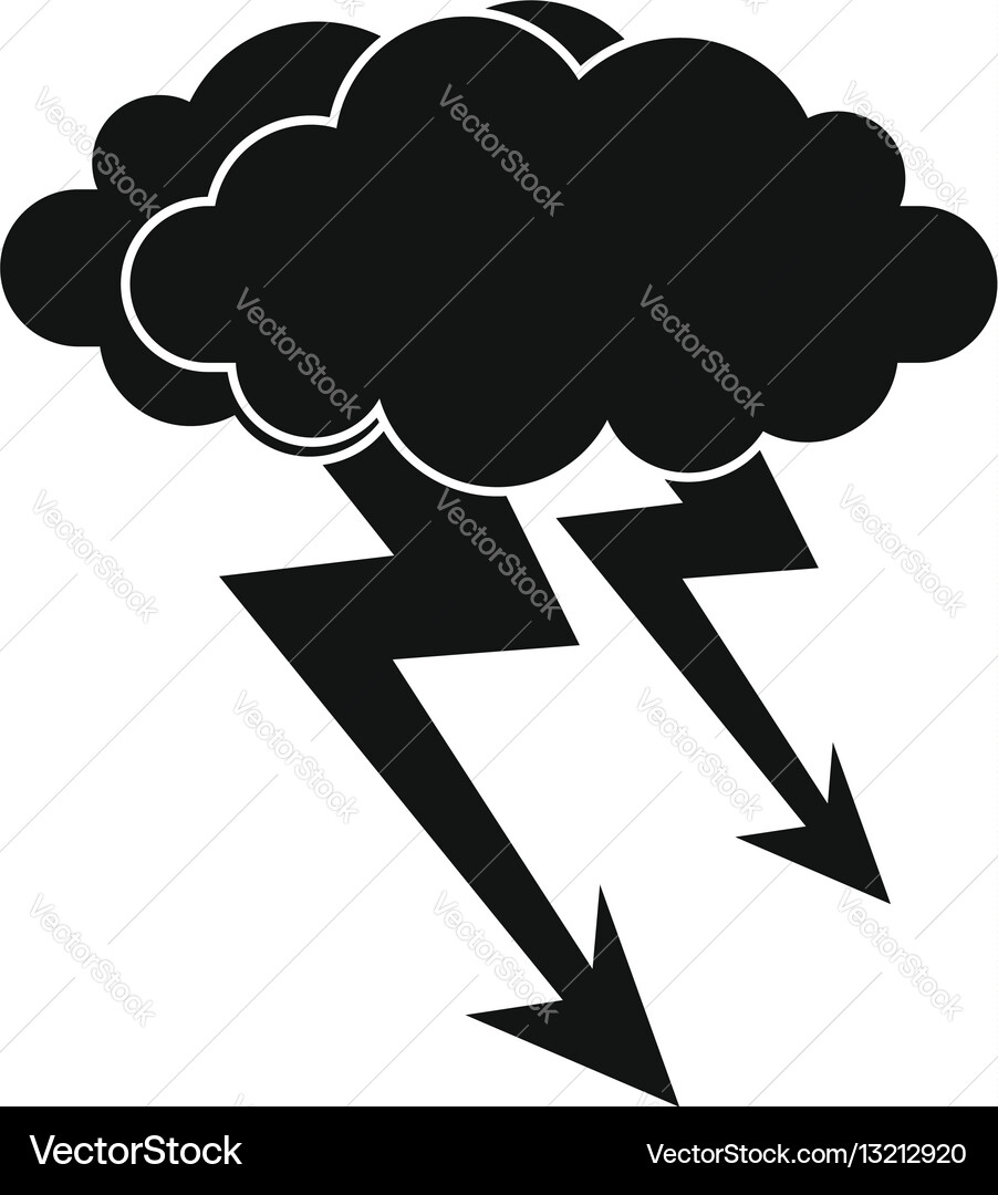 Lightning cloud icon simple style Royalty Free Vector Image