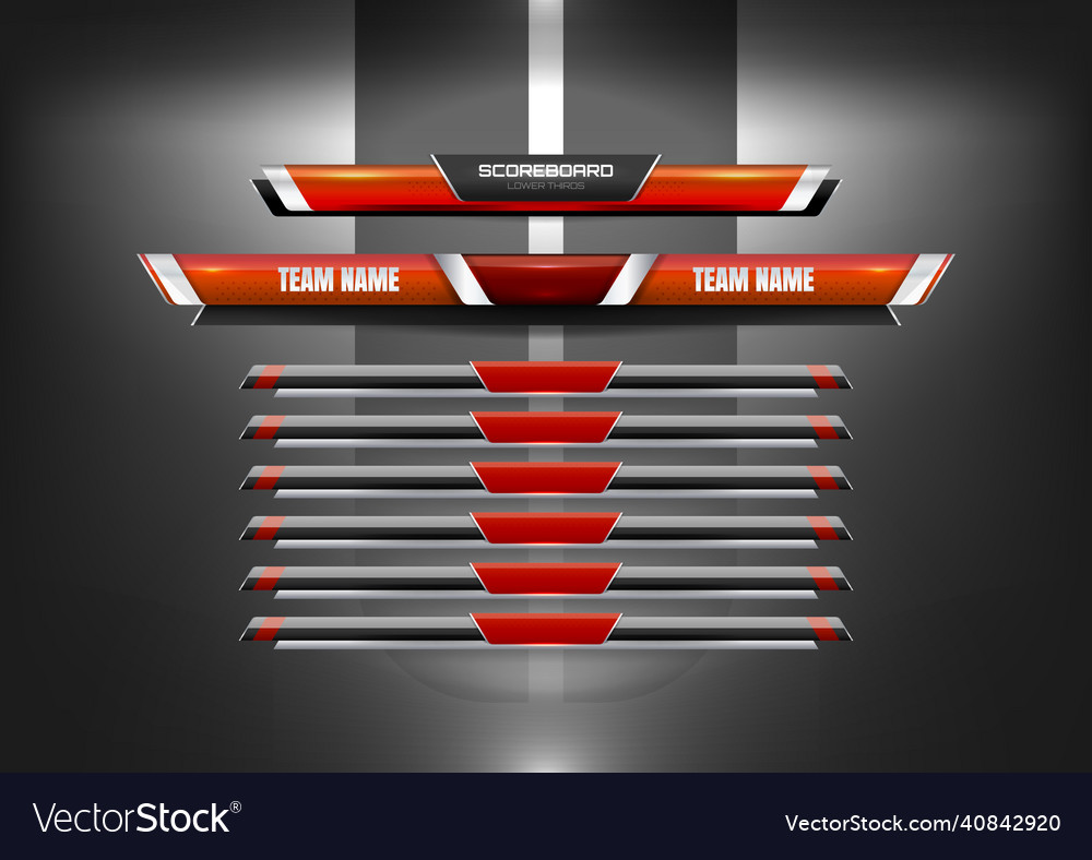 Red scoreboard lower thirds Royalty Free Vector Image