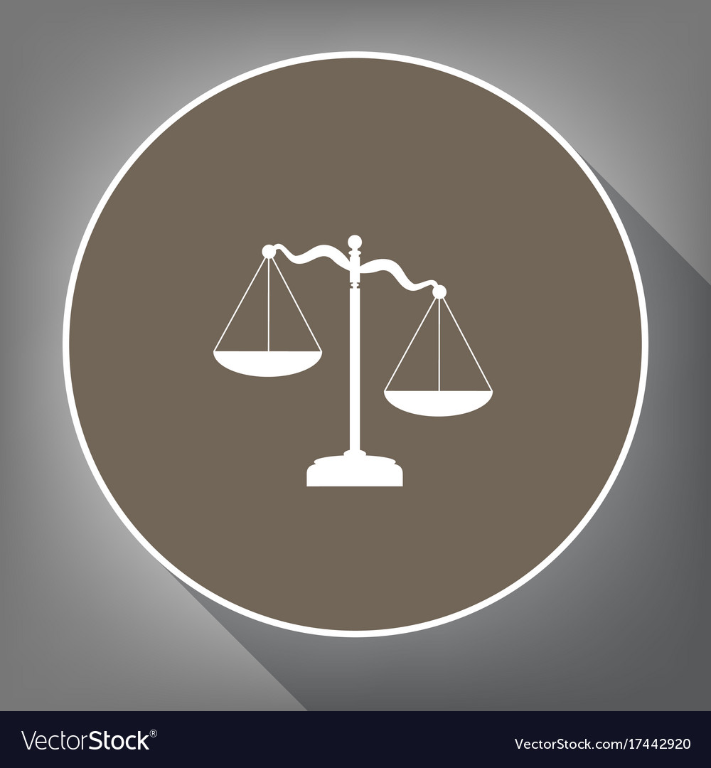 Scales justice sign white icon Royalty Free Vector Image