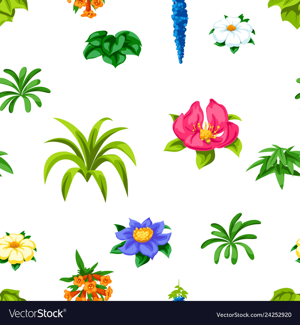 Seamless pattern with tropical flowers exotic