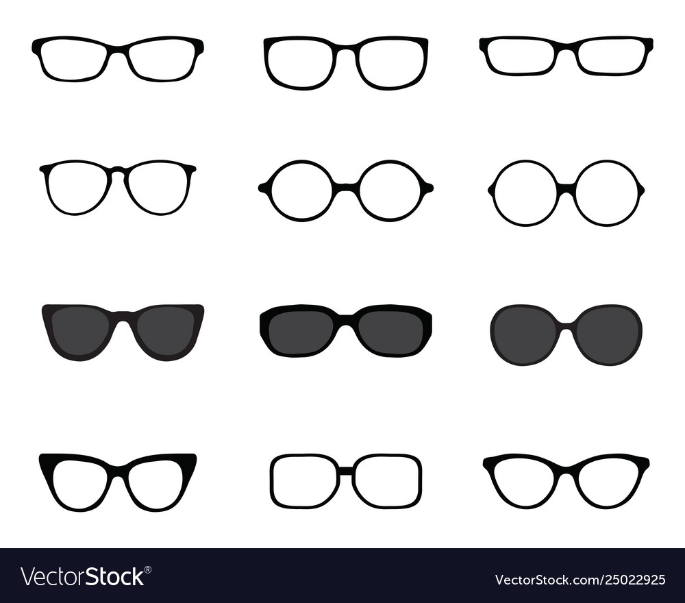 Black Silhouettes Different Eyeglasses Royalty Free Vector 4878