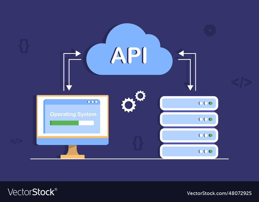 Computer with api concept Royalty Free Vector Image