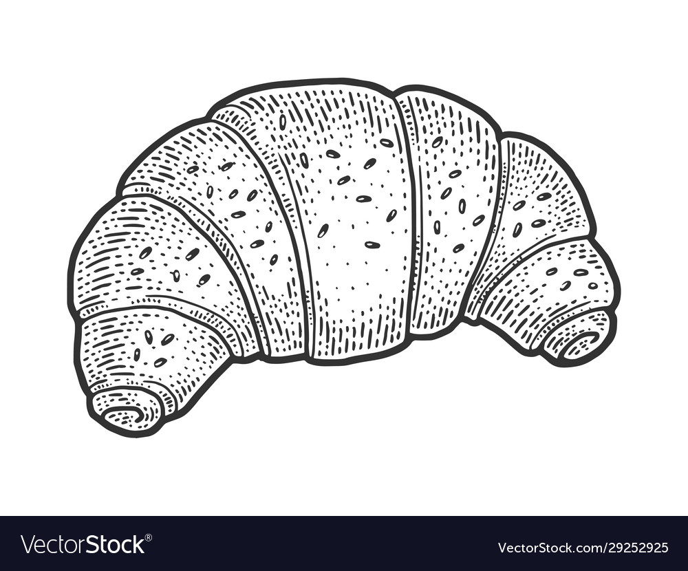 Croissant bakery product sketch Royalty Free Vector Image