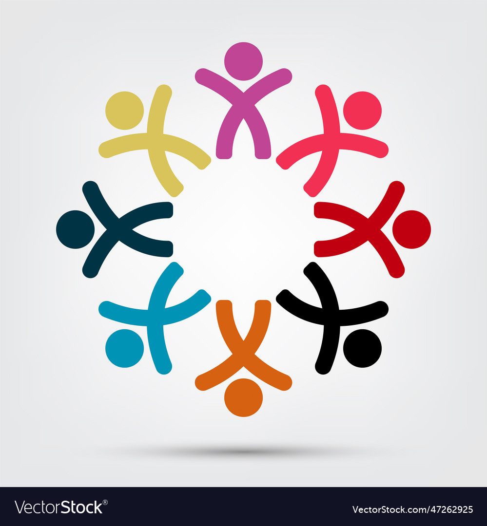 Graphic group connection logoeight people Vector Image