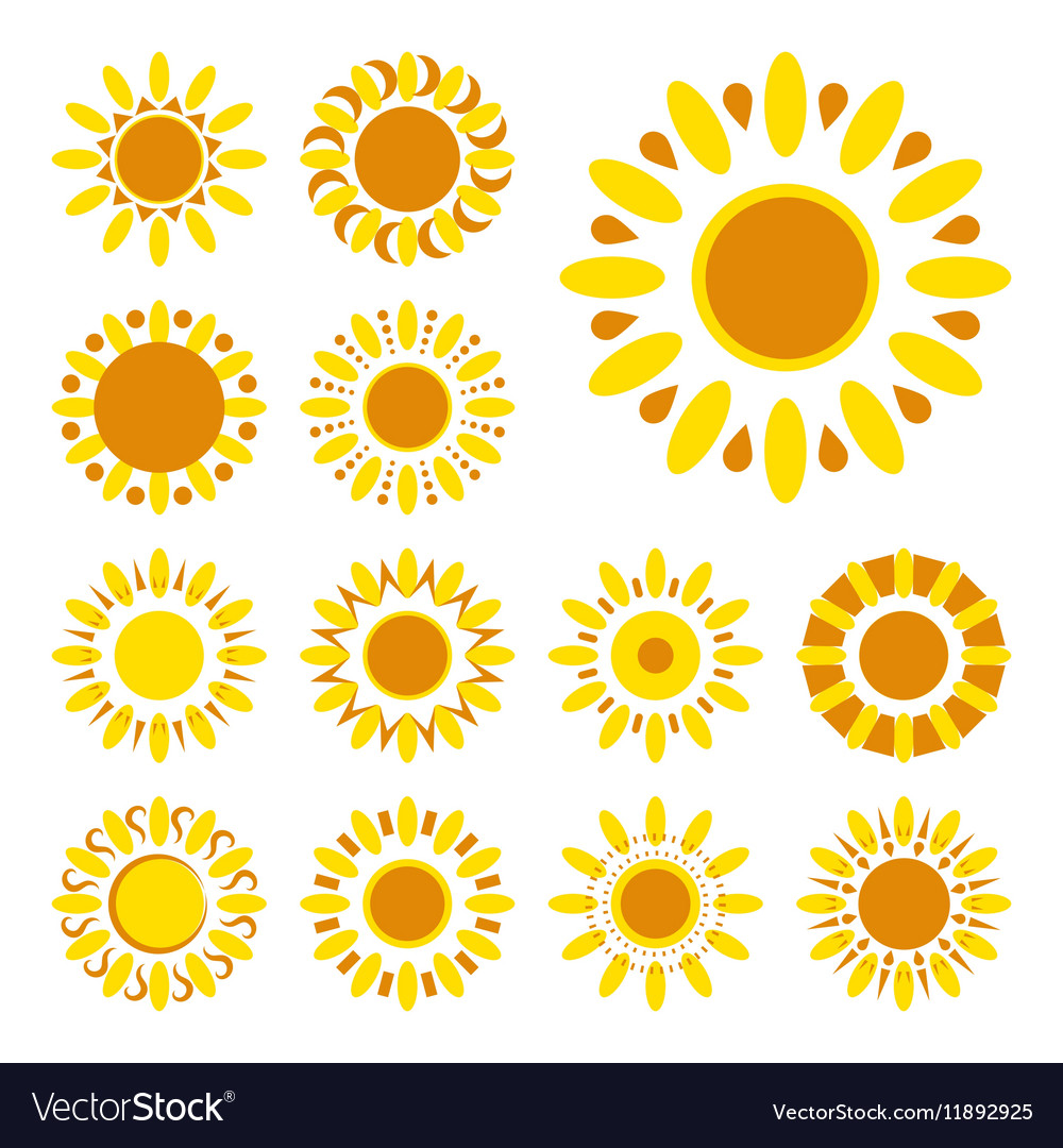 Set of daisy icons isolated silhouettes of simple Vector Image