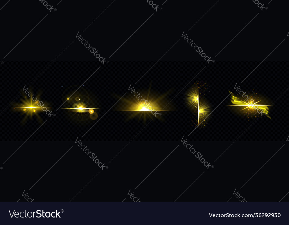Gold light sun radiant golden line sunburst set vector image Gold light sun radiant golden line sunburst set