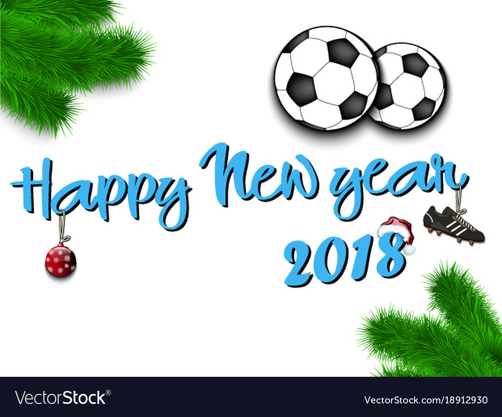 Happy new year 2018 and soccer balls Royalty Free Vector