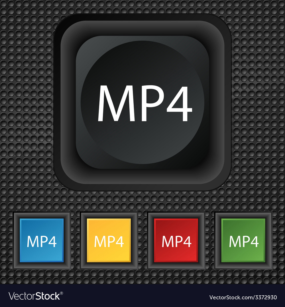 Mpeg4 video format sign icon symbol set of colored