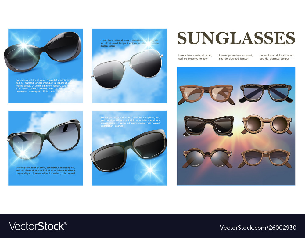 Realistic sunglasses colorful composition Vector Image