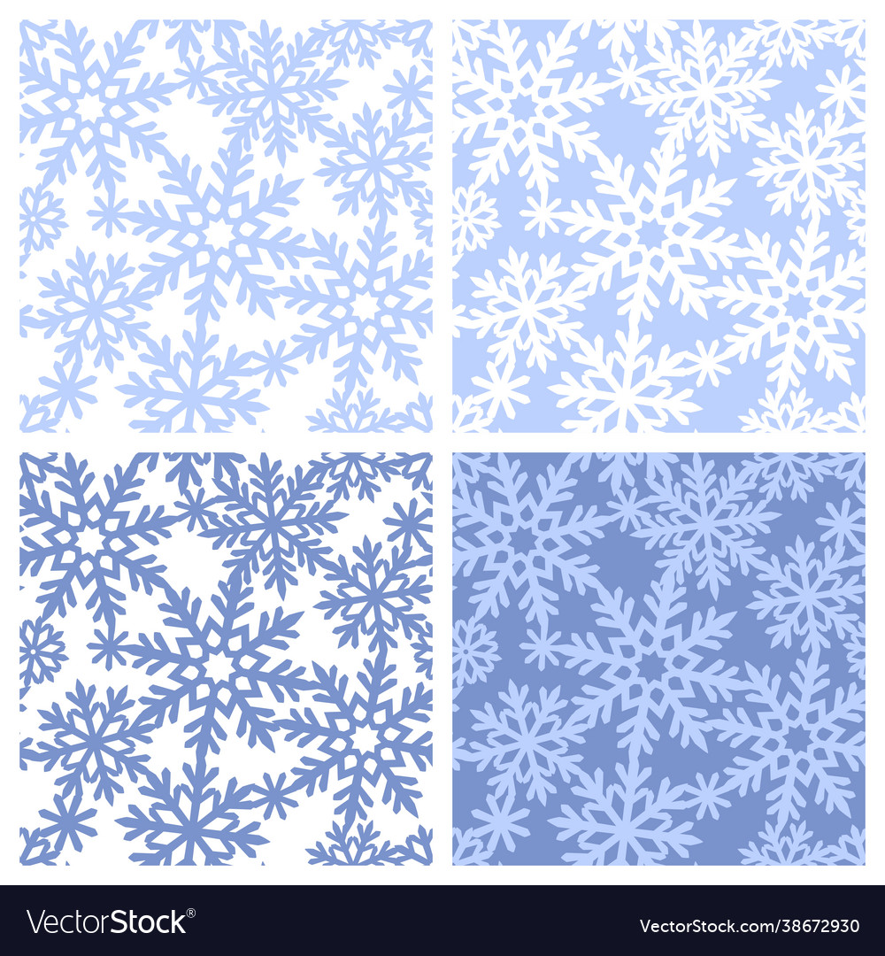 Set seamless patterns with snowflakes Royalty Free Vector