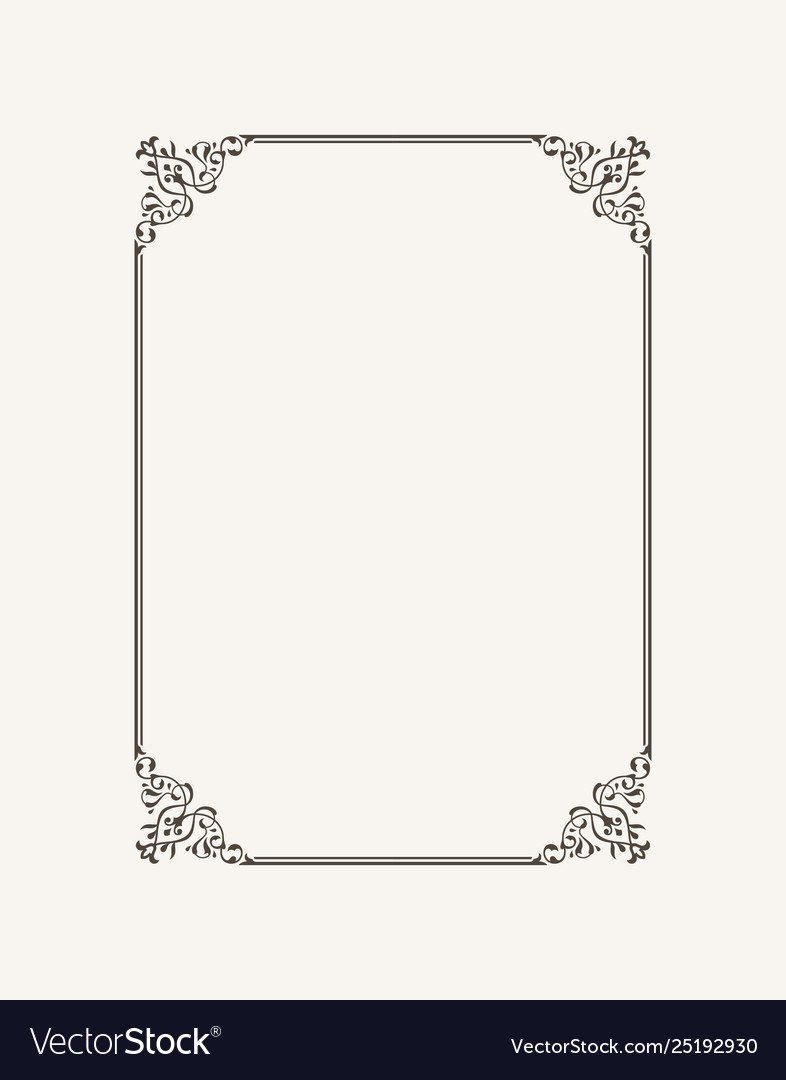 Vintage calligraphic frame black and white