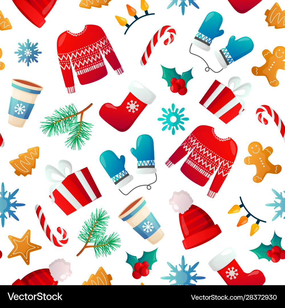 Winter holiday seamless pattern Royalty Free Vector Image