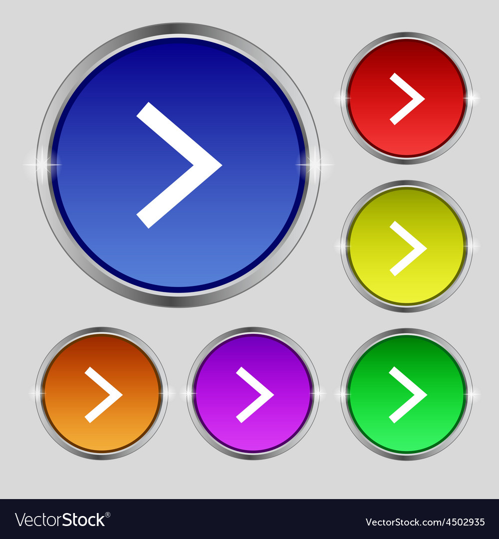 Arrow right next icon sign round symbol on bright Vector Image