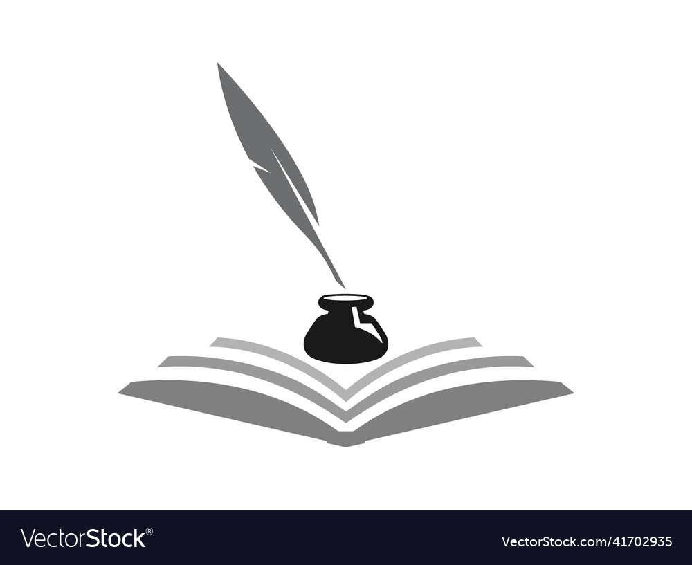 Book pen quill logo image Royalty Free Vector Image