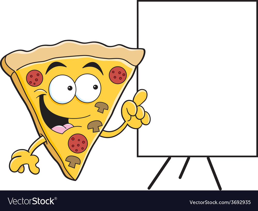 Cartoon Scheiben von Pizza mit einem Schild