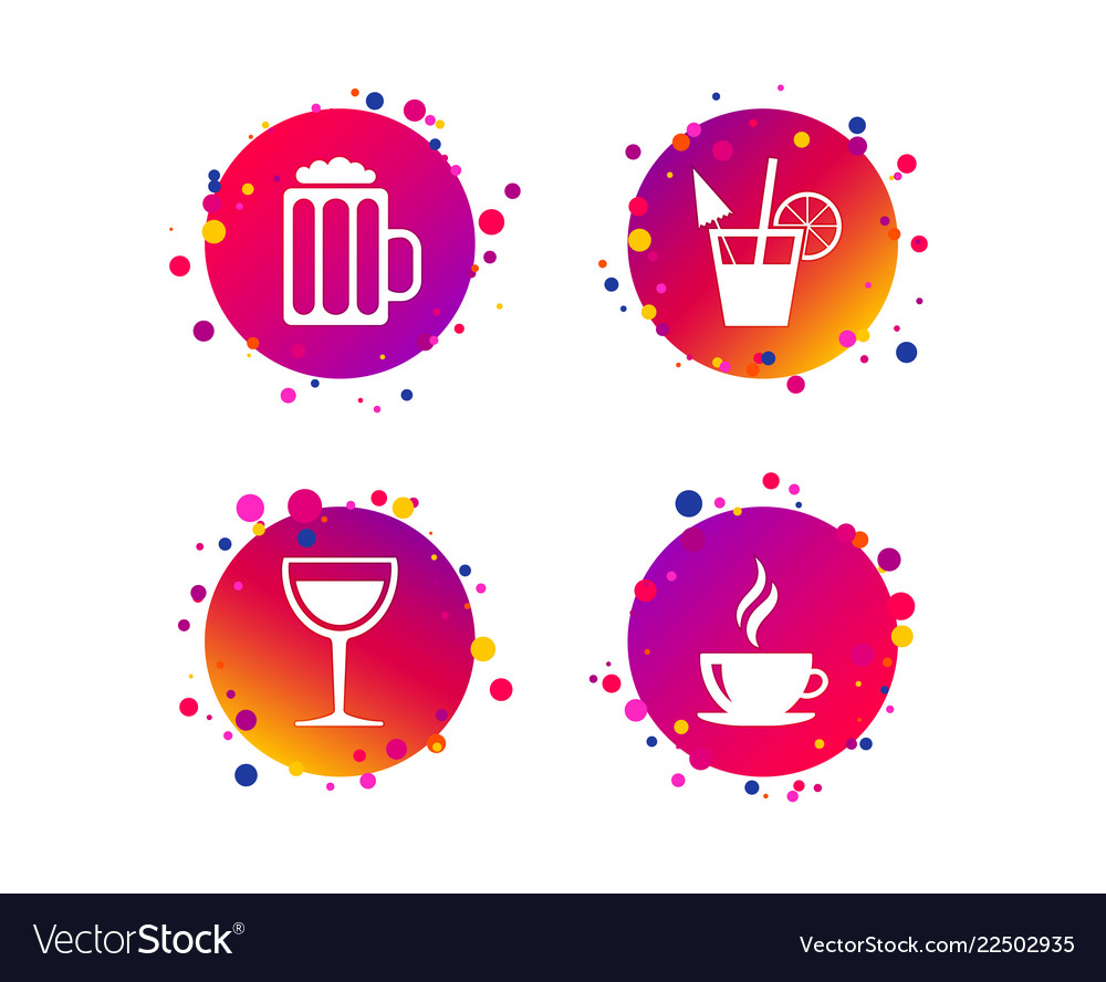 Drinks signs coffee cup glass of beer icons