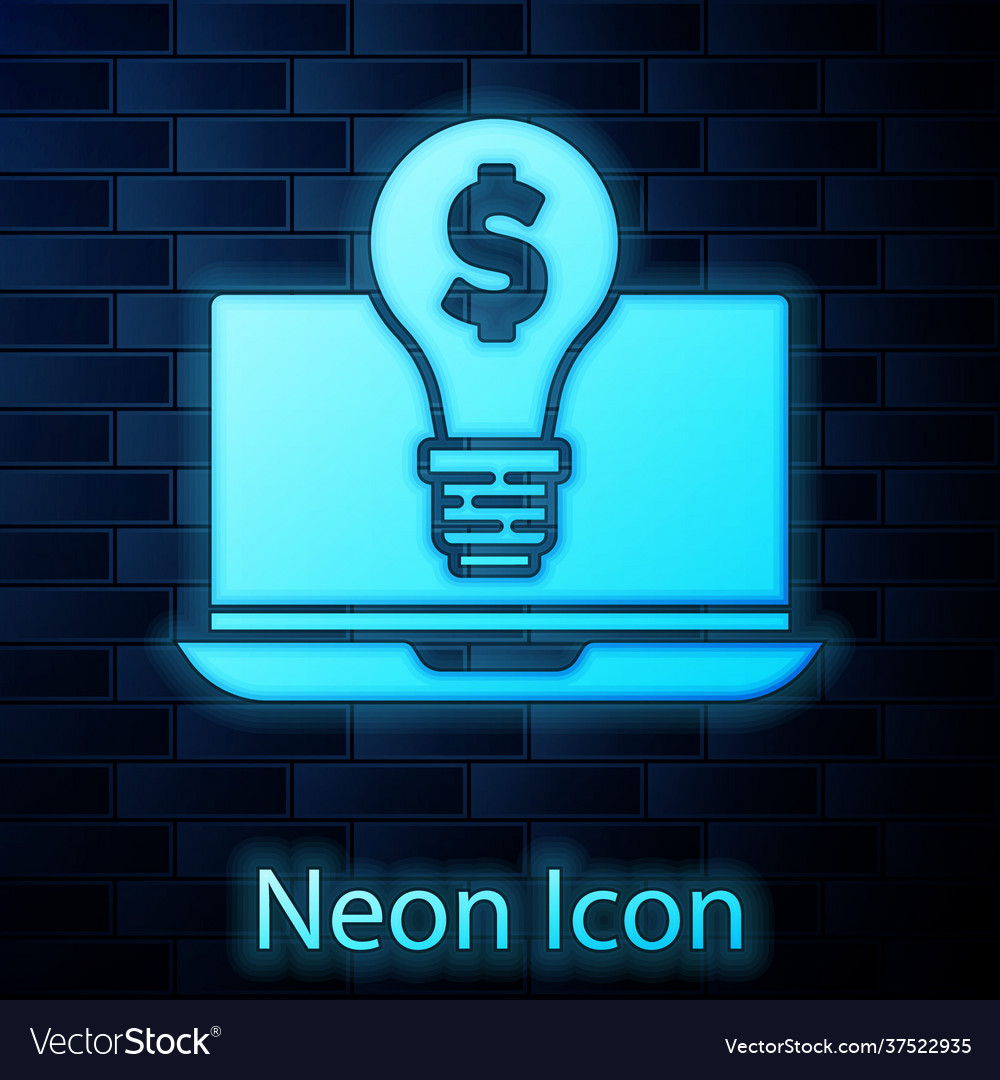 Glowing neon business light bulb with dollar Vector Image