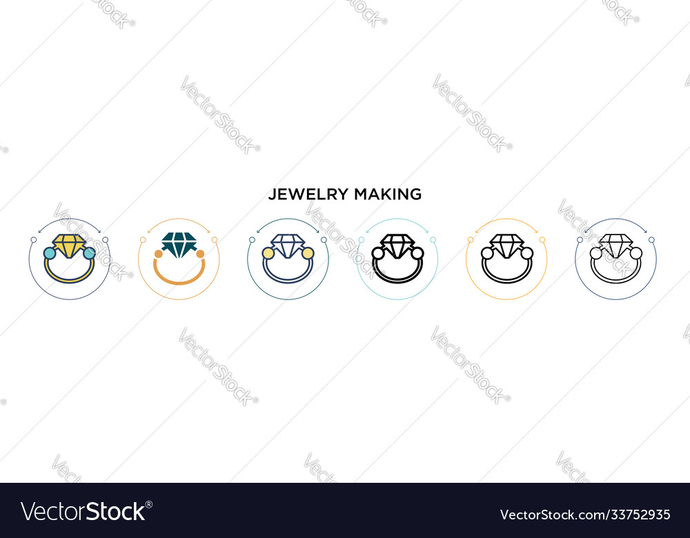 Jewelry making icon in filled thin line outline