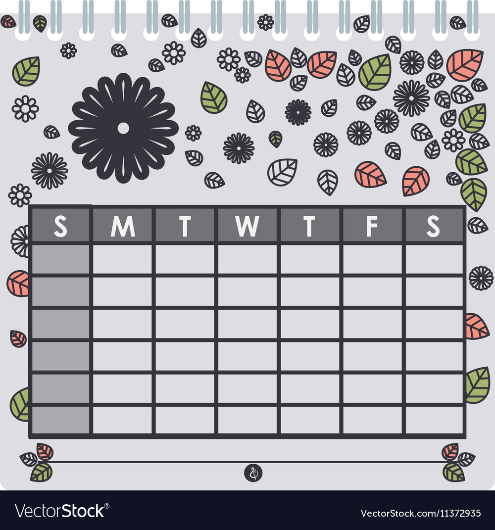 Silhouette calendar with floral background