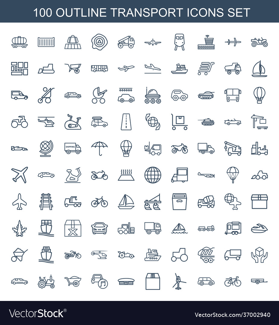 100 transport icons Royalty Free Vector Image - VectorStock