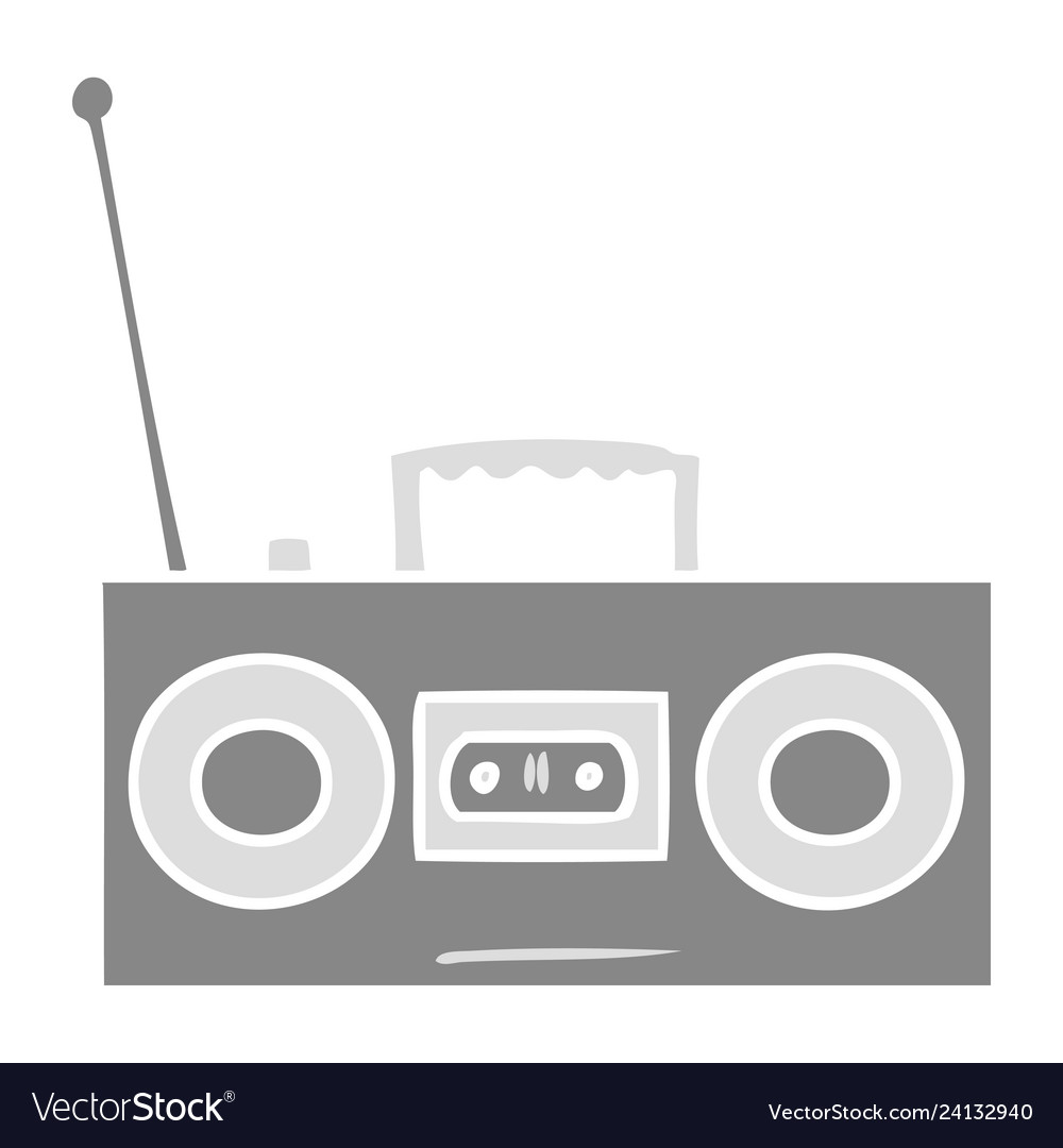 Cartoon doodle of a retro cassette player Vector Image