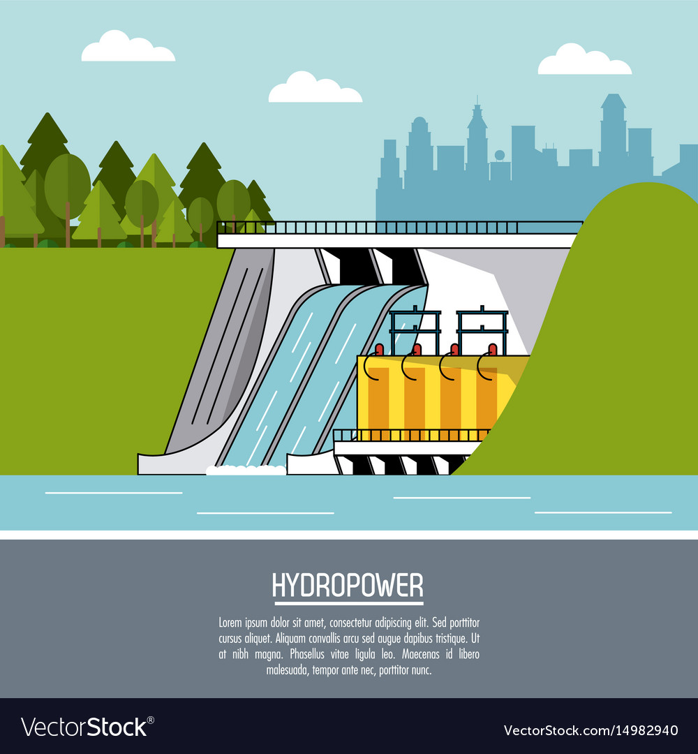 Color landscape background hydropower plant Vector Image