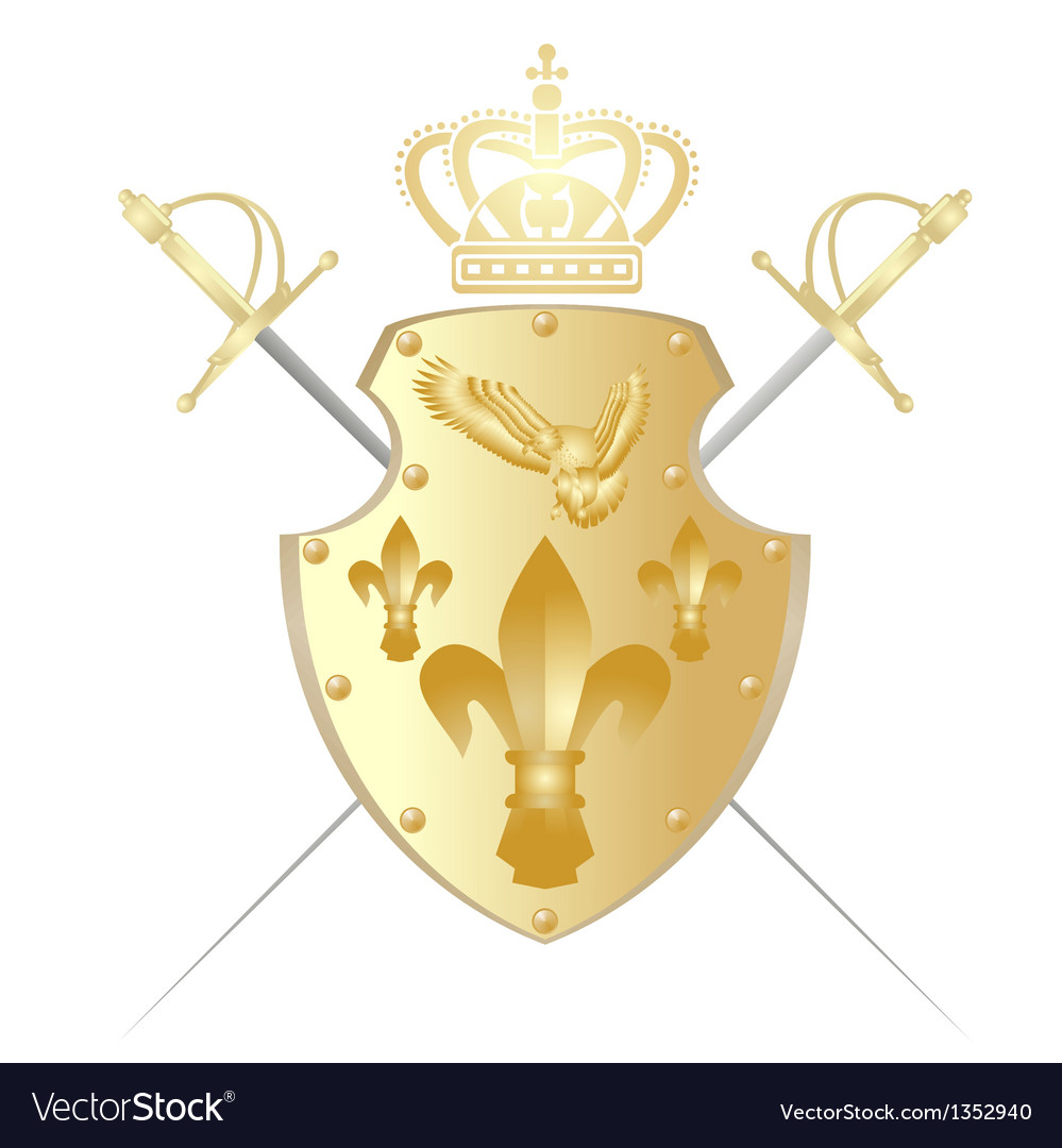 Shield crown and two swords