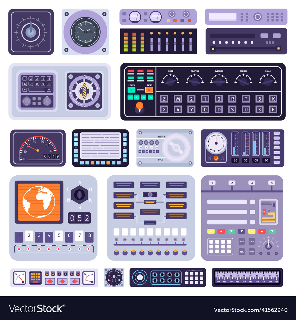 Space control dashboard panel sensors data Vector Image