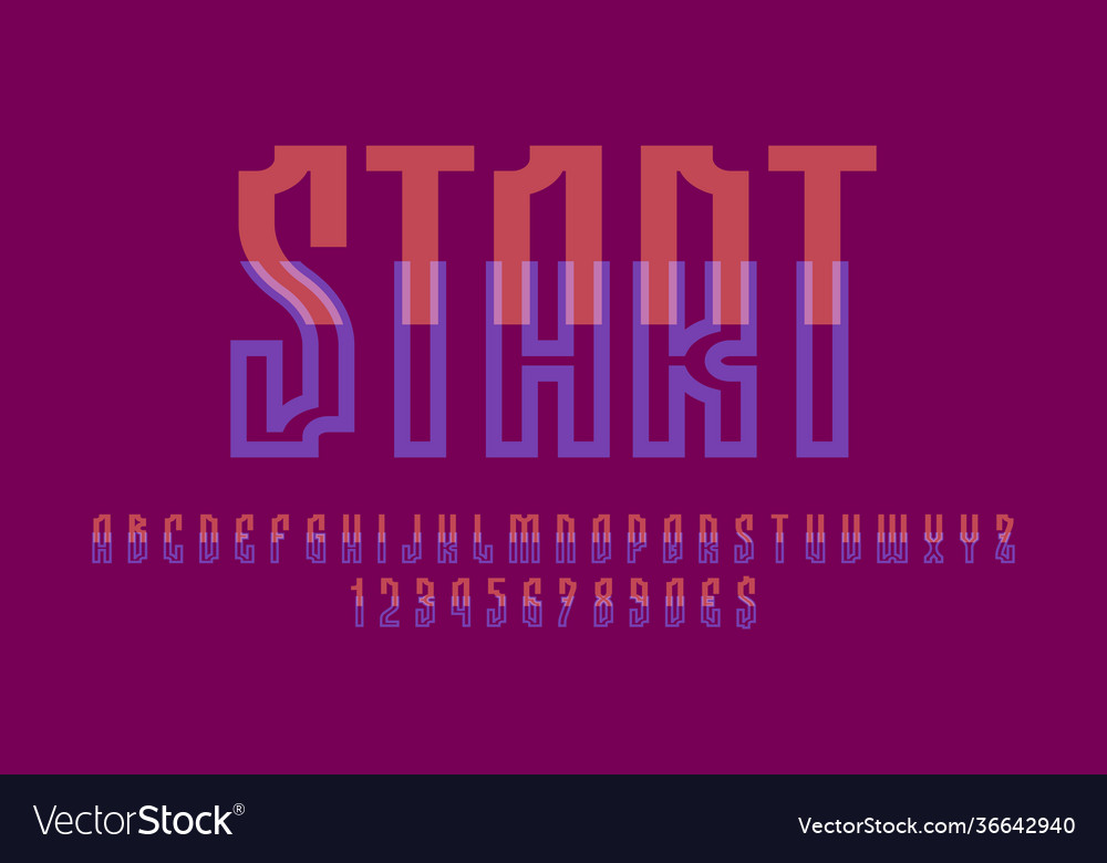 Start artistic display font compound orange blue