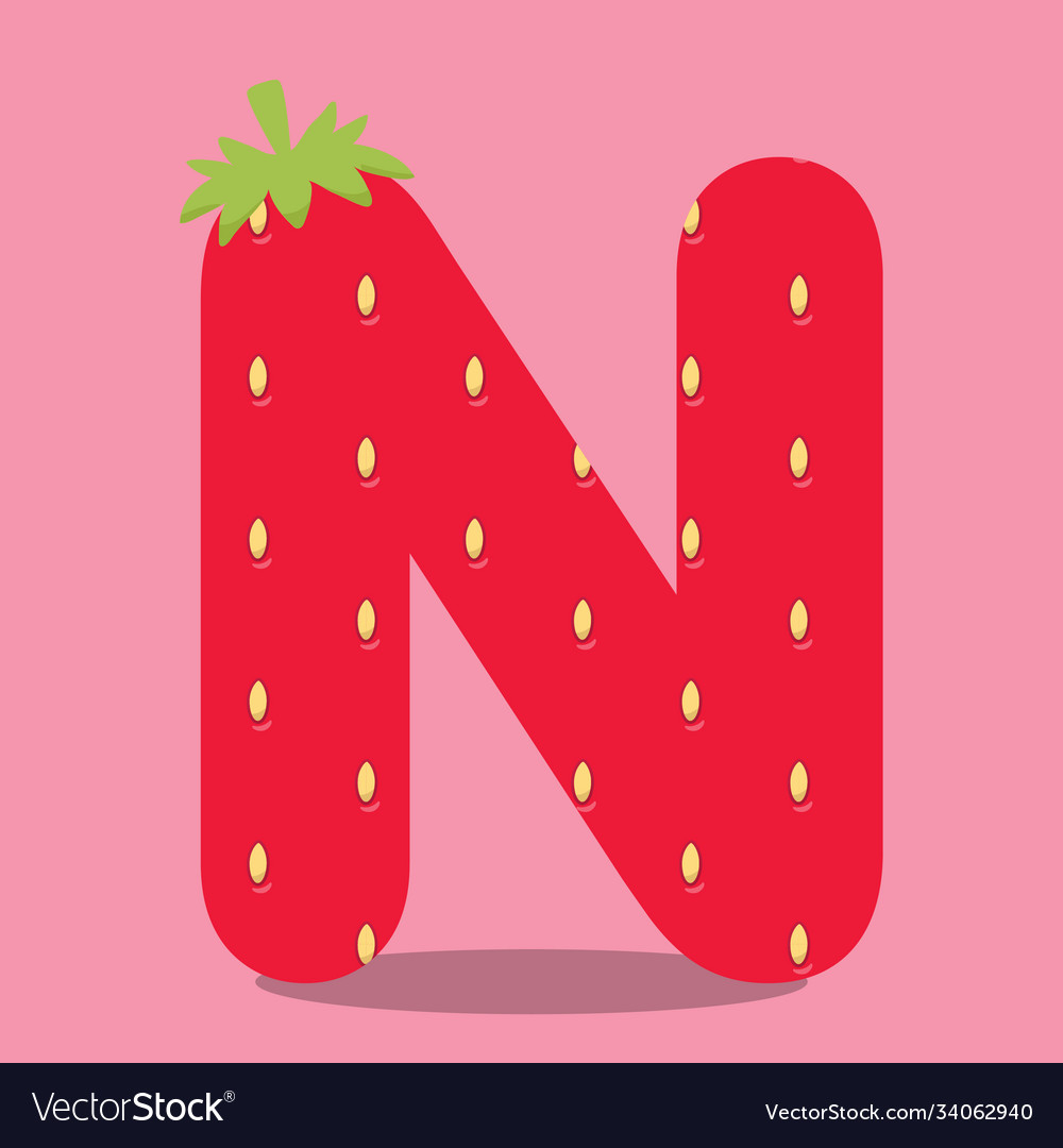 Strawberry alphabet n 14 Royalty Free Vector Image