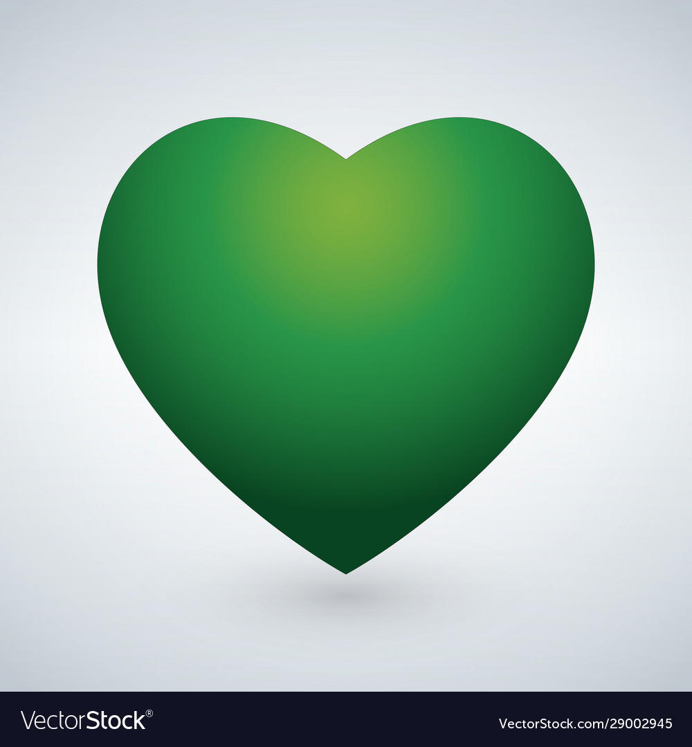 Beautiful realistic green heart Royalty Free Vector Image