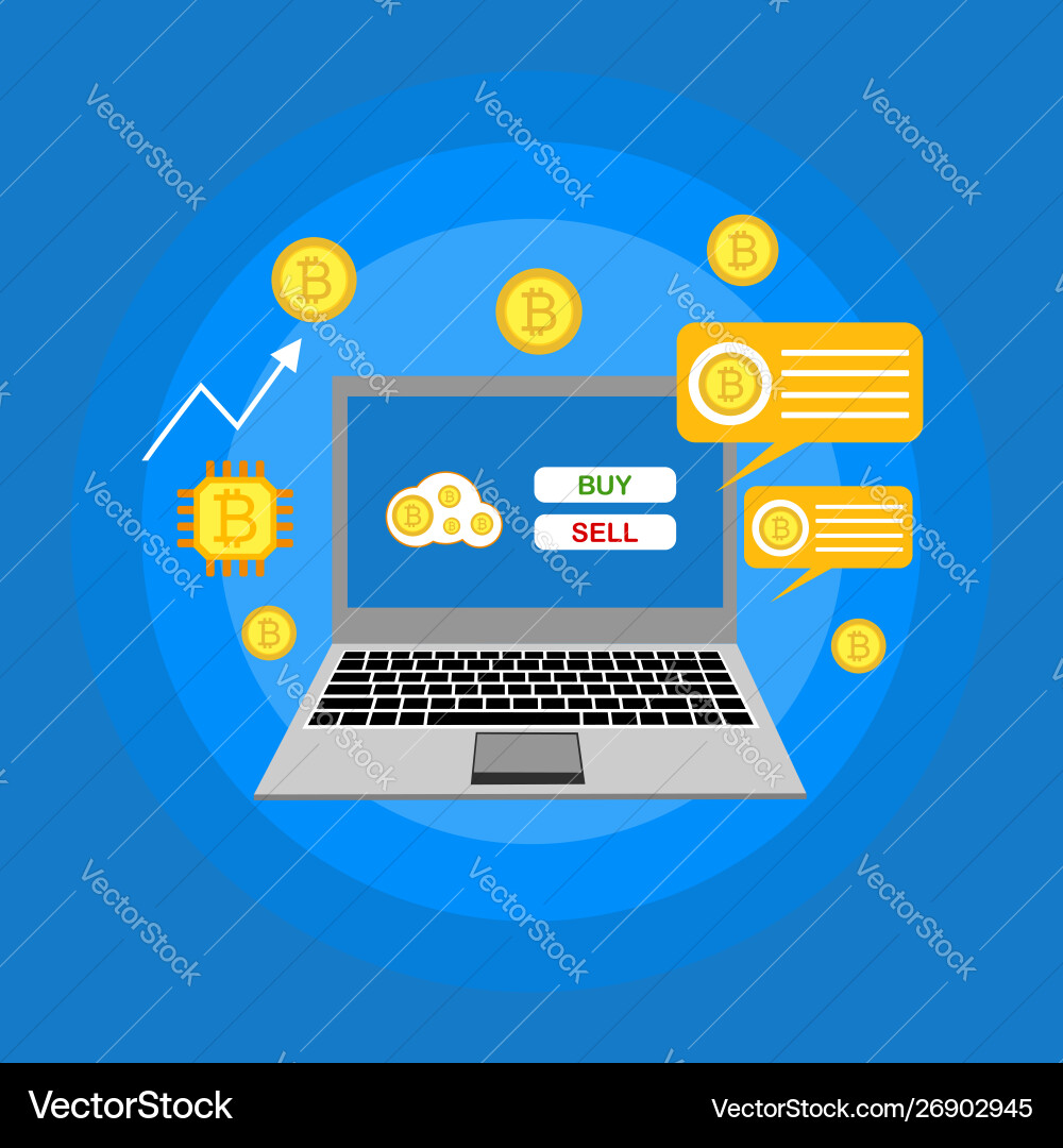 Blockchain scheme mining crypto currency server Vector Image