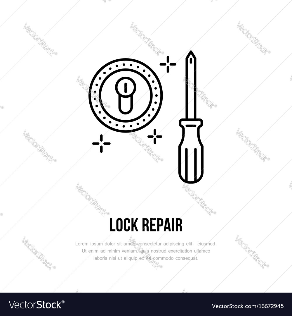 Door Locks Installation Logo Repair Flat Line Vector Image