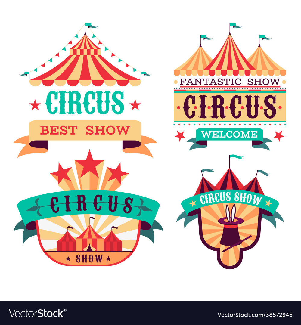 Emblems circus show retro festival signboards Vector Image