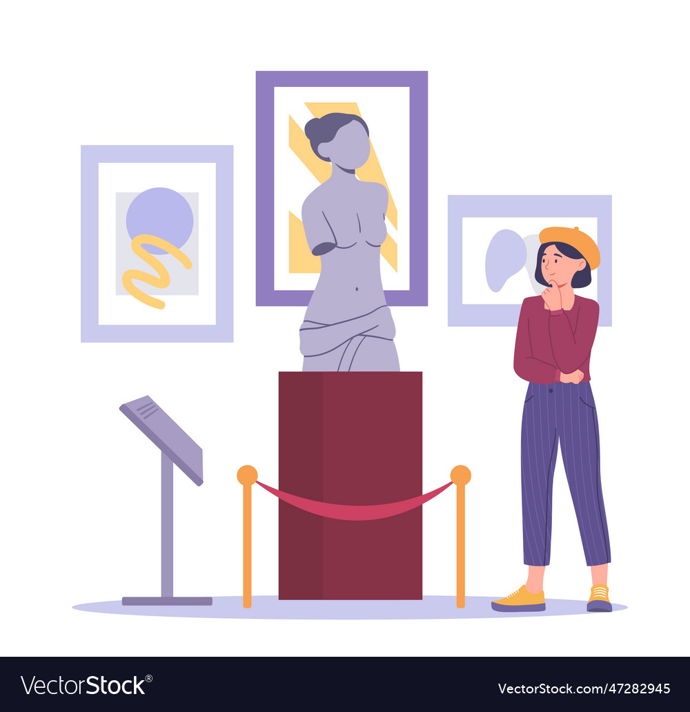 Girl in museum Royalty Free Vector Image - VectorStock