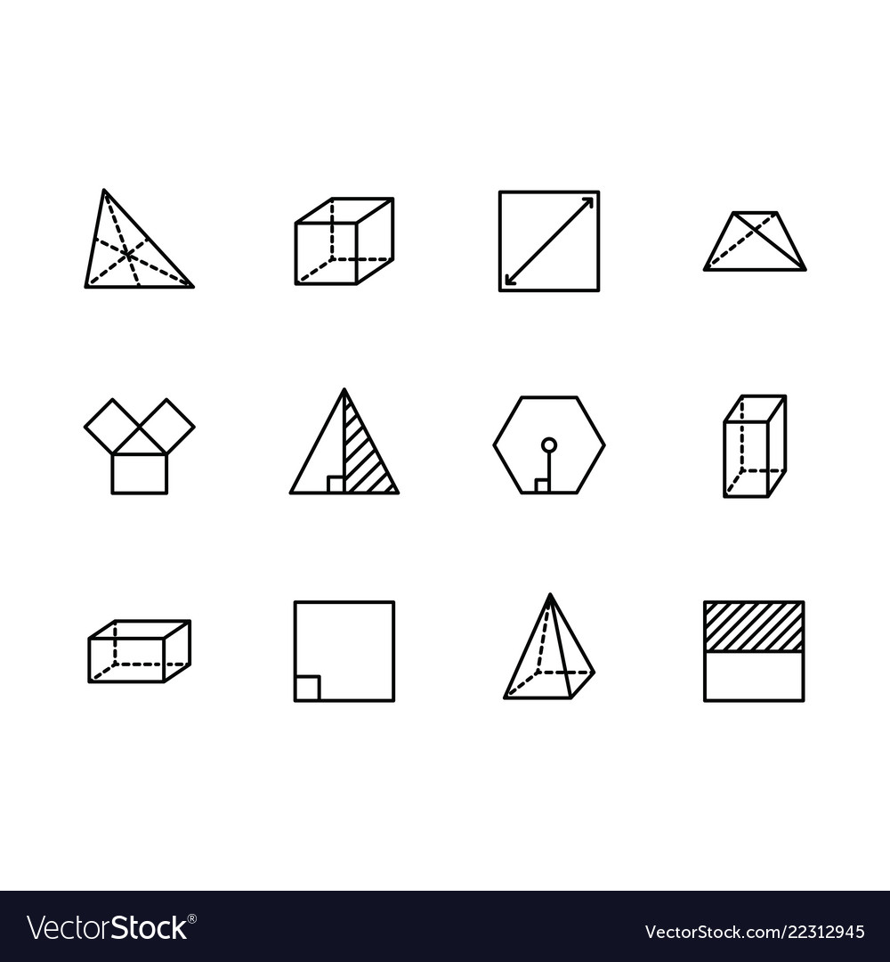 Simple set geometric figures line icon Royalty Free Vector