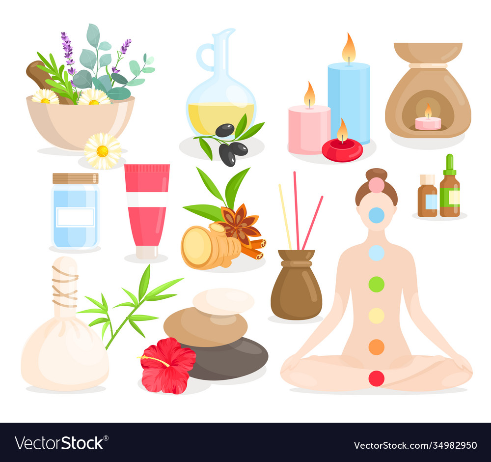 Ayurveda medicine cartoon set ayurvedic Royalty Free Vector Ayurveda medicine cartoon set ayurvedic Royalty Free Vector