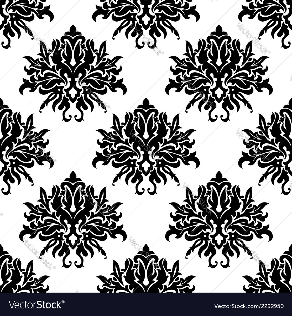 Black And White Seamless Floral Pattern Vector Image