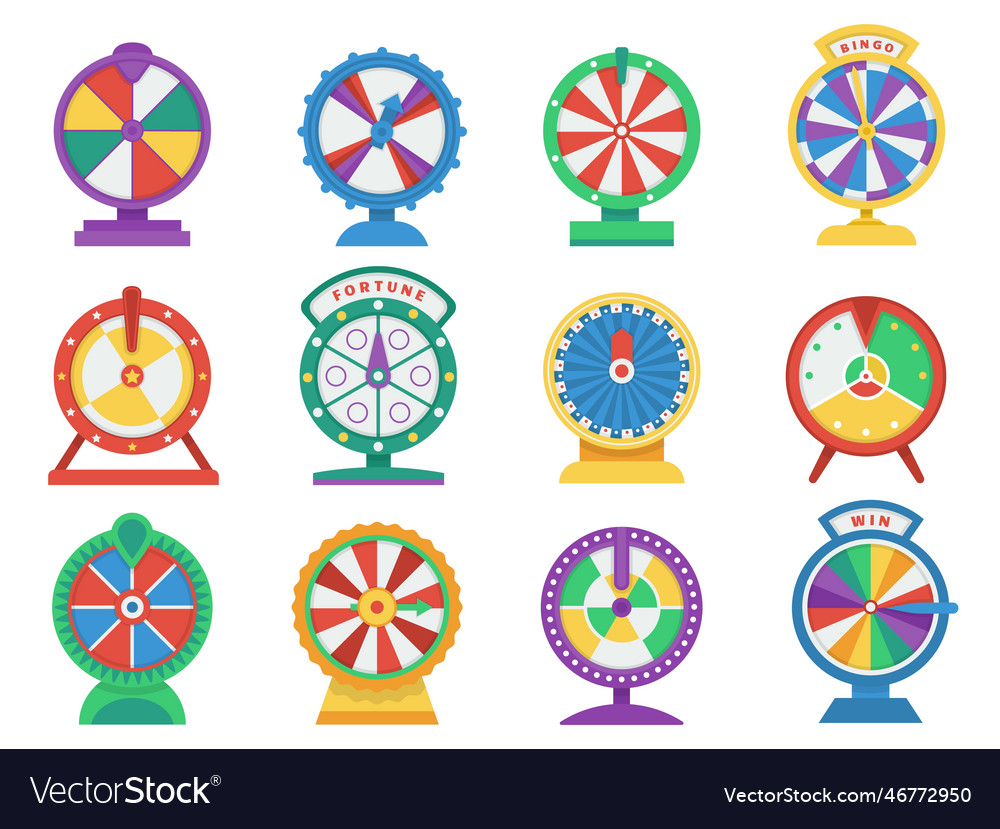 Fortune wheels isolated gaming chance wheel play Vector Image