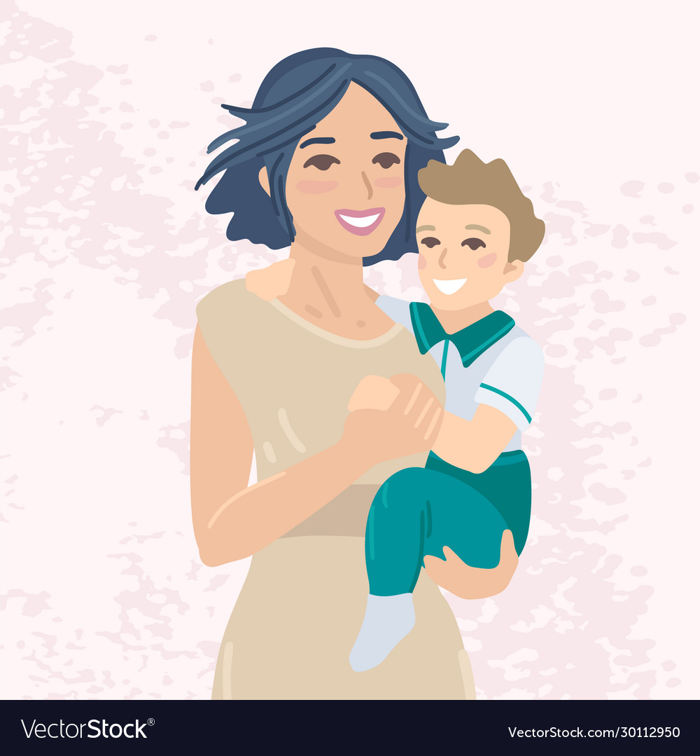 Mother is holding her child in arms Royalty Free Vector