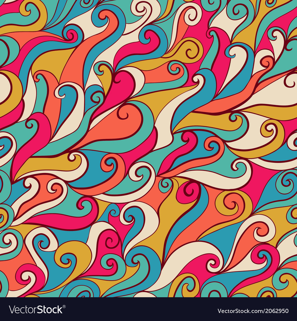 Seamless wave hand-drawn pattern waves background