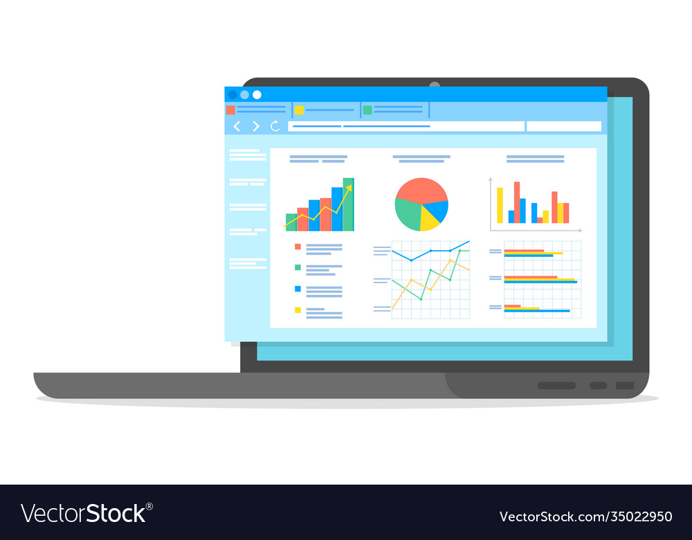 Table software computer screen with financial Vector Image