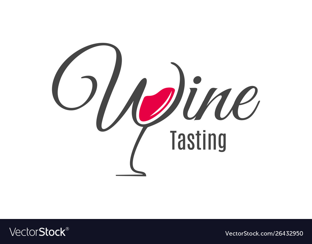 Wine lettering logo glass red design Royalty Free Vector