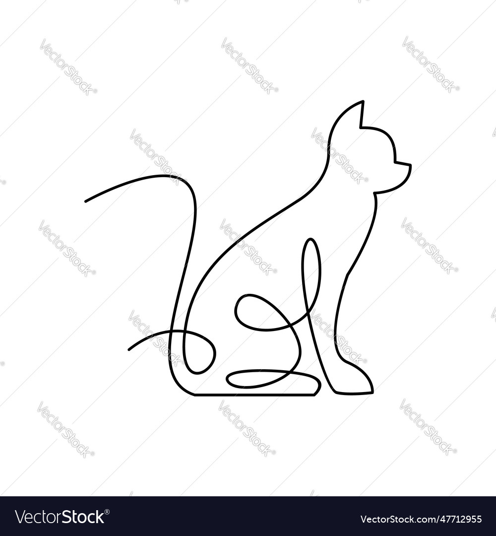 Cat single line logo icon design Royalty Free Vector Image