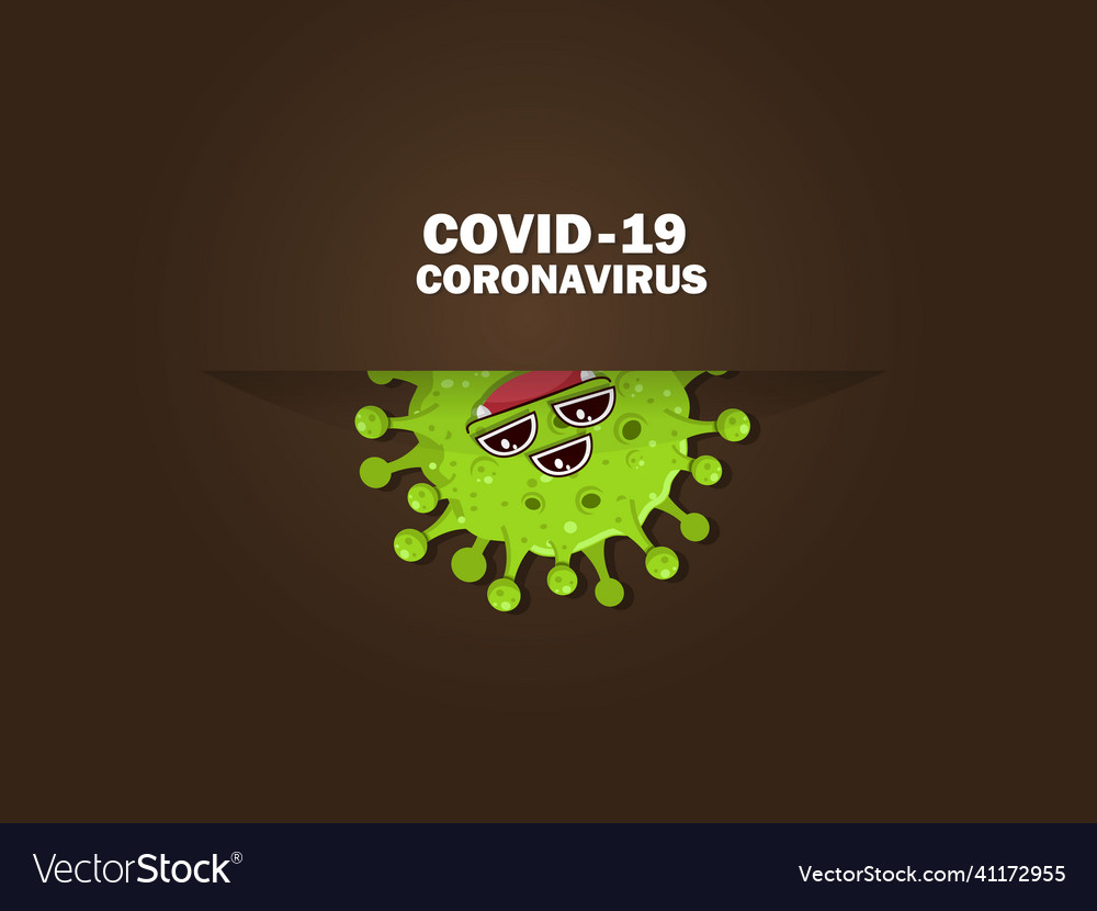 Covid19 coronavirus Cartoon Zeichen kommen heraus