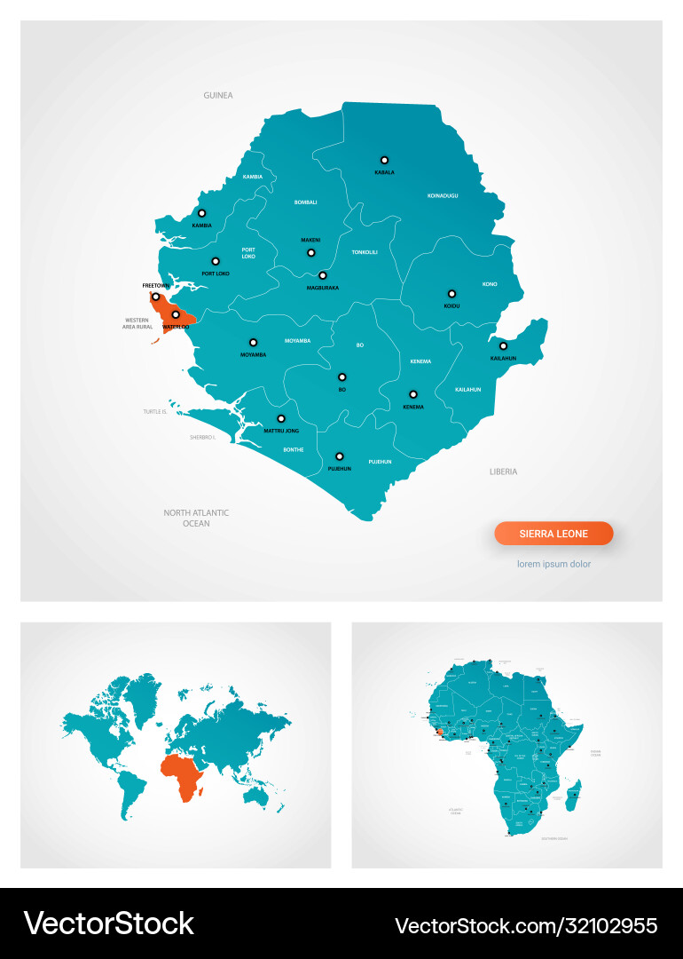 Editable template map sierra leone Royalty Free Vector Image